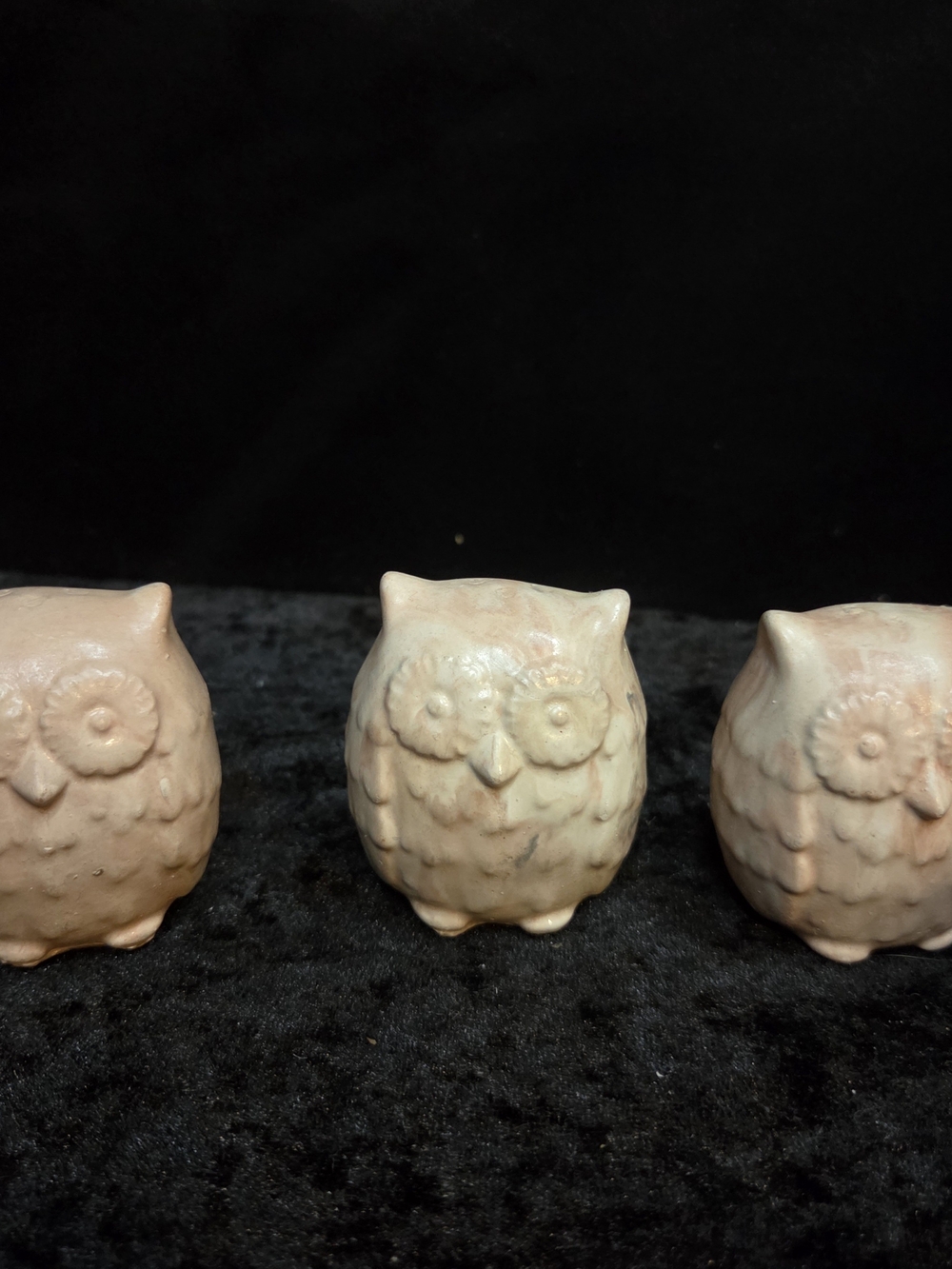 Cute Vintage Art Pottery Stoneware Owl FigurineS Set Of 3